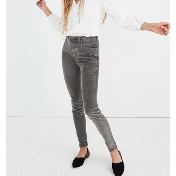 Madewell Jeans Womens 25T Tall Gray Corduroy High Rise Skinny Stretch 5 Pockets - Picture 13 of 15